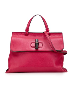 Bamboo Top Handle Leather Bag