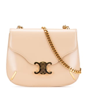 Beige Leather Chain Bag