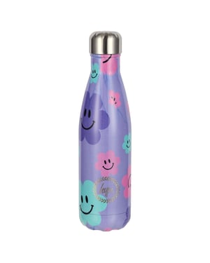Hype 500ml Happy Flowers Purple Thermal Water Bottle