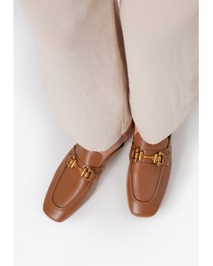Wittchen Dames Leren Loafers met Open Hak Bruin Echt Leer