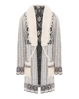 Faina Vest Dames wol wit zwart