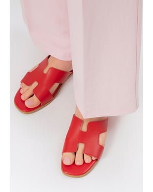 Wittchen Dames Leren H-vormige Sandalen, Rood, Natuurlijk Leer