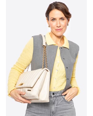 Wittchen Dames eco-leren crossbody tas, groot, twee compartimenten, crème