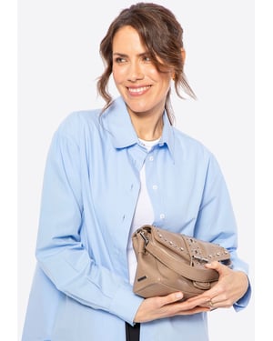 Wittchen Dames eco-leren schoudertas met decoratieve klinknagels, beige