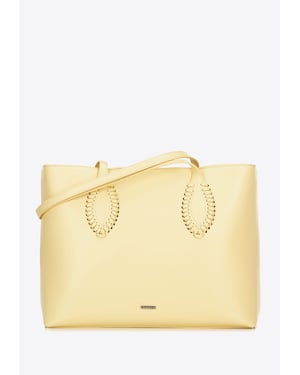 Wittchen Dames eco-leren shopper met gevlochten accenten geel eco-leer