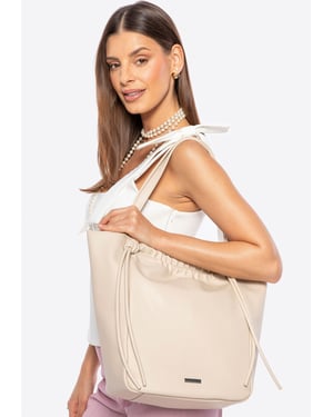 Wittchen Dames eco-leren shopper met decoratieve koorden, beige