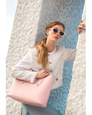 Wittchen Dames eco-leren shopper met gevlochten accenten, roze eco-leer
