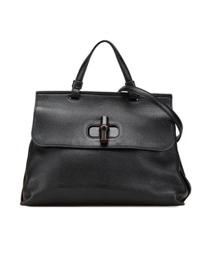 Bamboo Top Handle Leather Bag