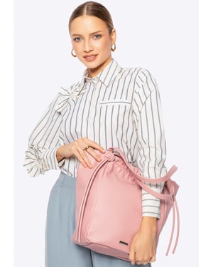 Wittchen Dames eco-leren shopper met decoratieve banden, roze