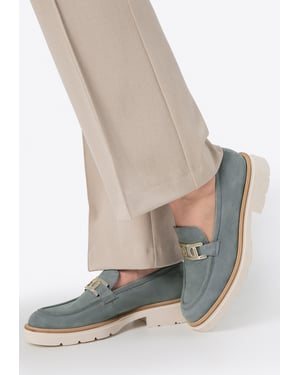 Wittchen Dames mocassins van echt leer met gesp, blauw