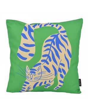 Gek op kussens! Sierkussen green cat | 45 x 45 cm | katoen/linnen