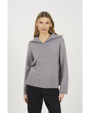 Grey Half Zip Knitted Jumper