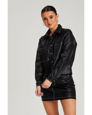 Black Boss PU Shirt