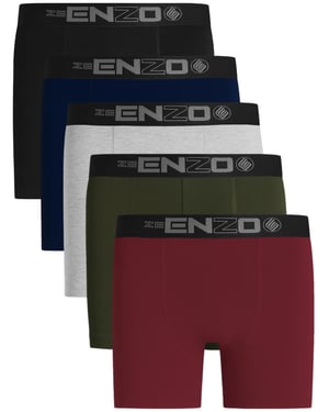 Enzo | 5 Pack Mens Boxer Shorts Cotton Stretch Underwear