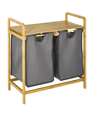 4goodz Wasmand wassoorteerder met 2 waszakken 63,5x33x73 cm bamboe