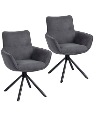 4goodz Set van 2 eetkamerstoelen draaibaar en zacht gewatteerd met