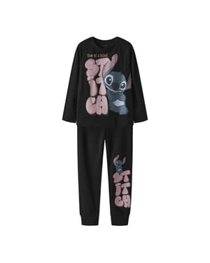 Name It Meisjes lange pyjama set nkfolina stitch zwart