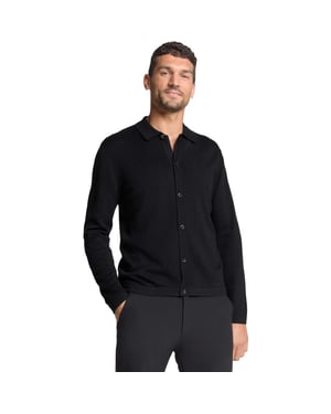 No Excess Pullover full button polo black
