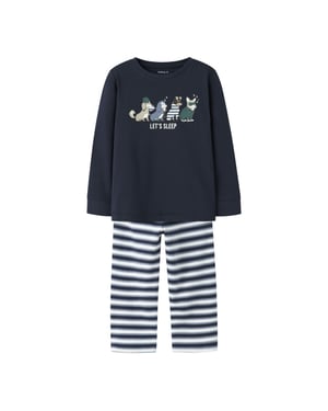 Name It Jongens lange pyjama set nmmramel gestreept donkerblauw