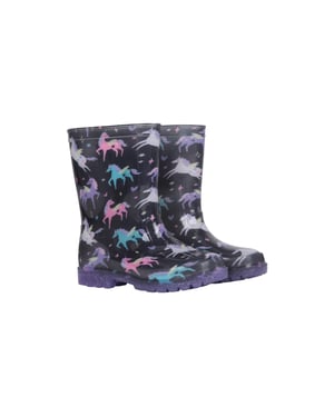 Mountain Warehouse Kinder/Kinder Splash Unicorn en Regenboog Lichtgevende Wellington Laarzen (Zwart)
