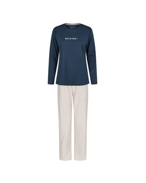 By Louise Dames pyjama set lang blauw/roze gestreept
