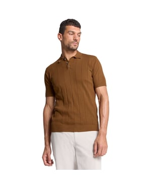 No Excess Pullover short sleeve polo button s camel