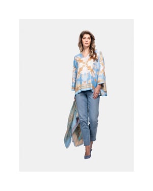 Mucho Gusto Zijden blouse seta ketting en kwasten print
