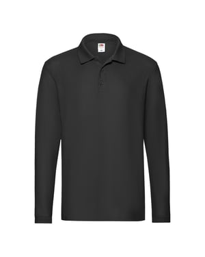Fruit of the Loom Polo shirt med lång ärm för män Premium (Svart)