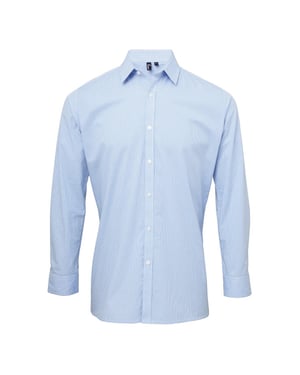 Premier Heren gingham micro geruit overhemd met lange mouwen