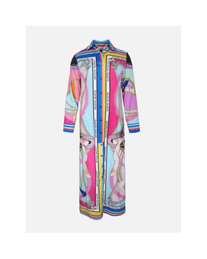 Mucho Gusto Jurk francis bay roze blauw met kettingen