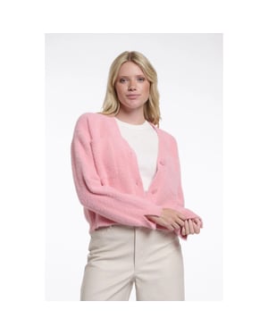 Rino & Pelle Isarea.5002621 rino&pelle short v-neck cardigan cotton candy
