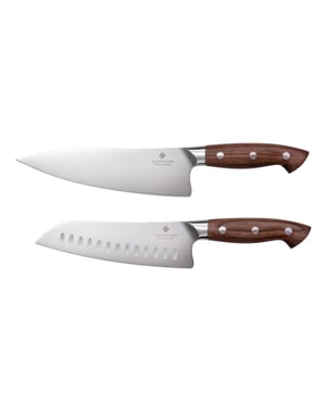 Sophior Koksmes & santoku – duits staal en walnoothouten handvat