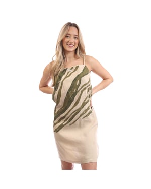 Off White Dames/Dames Zebra Mini Jurk (Beige)