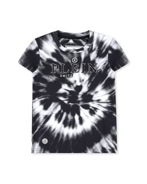 T-shirt med rund halsringning, batikfärgad