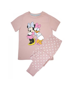 Disney Flickor Kalle Anka Hjärta Kortärmad Lång Pyjamas Set (Baby Rosa)