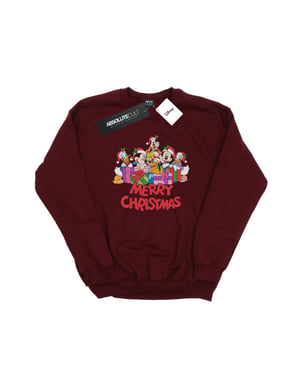 Disney Mens Musse Pigg och vänner jul sweatshirt (Bourgogne)