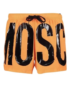 Moschino Heren Polyester Zwemshort met Logo (Licht Oranje)