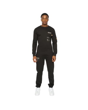 Duck and Cover Mens Applewood Top & Bottom Set (Black)