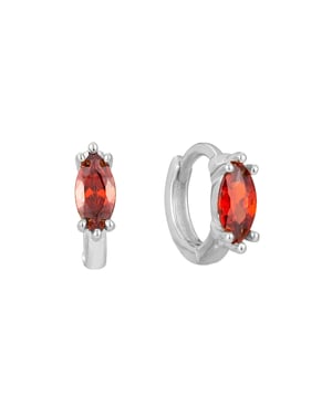 Sterling Silver Tiny Garnet CZ Hoops