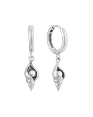 Sterling Silver Pearl Shell Charm Hoops
