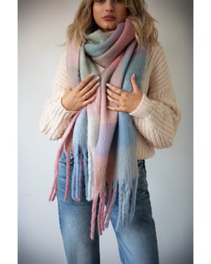 Pastel Check Print Scarf