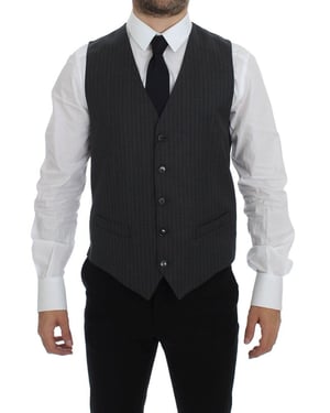 Grijze Gestreepte Wol Vest