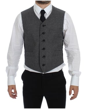 Grijs Wol Vest Klassieke Pasvorm