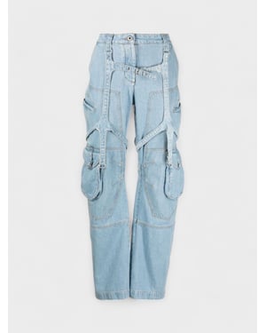 Off-White Bleach Cargo Pocket Over Pant Light Denim