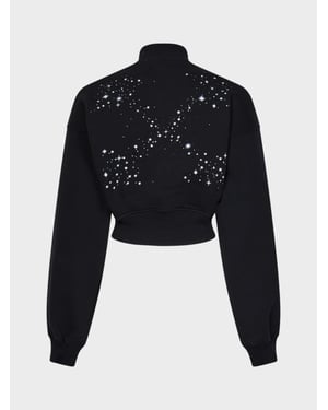 Off-White Bling Stars Arrow Cropped Zip Up Black