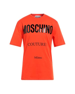 Moschino Heren Couture Glanzend Logo T-Shirt (Oranje)