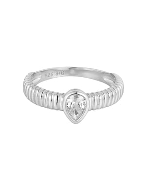 Sterling Silver Teardrop CZ Stacking Ring