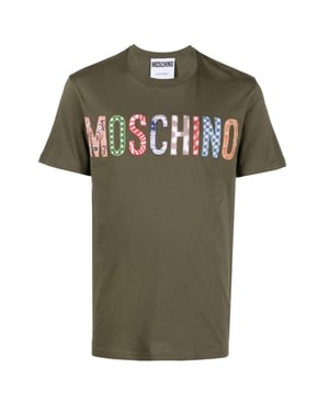 Moschino Heren Geborduurd T-shirt met logo (Groen)