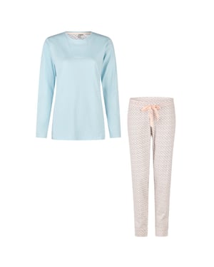 By Louise Dames pyjama set lang blauw/wit print