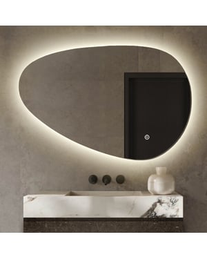 Vtw Living badkamerspiegel asymmetrisch met led verlichting en verwarming 150